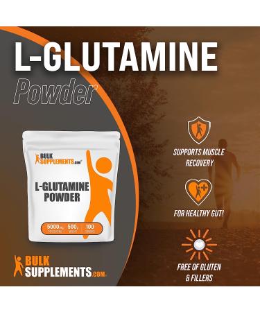 BULKSUPPLEMENTS L-Glutamine Powder 5000mg - BCAA Glutamine Nutritional Supplement - 100 Servings (500g) - 1.1lbs - Buy Online on GoSupps.com