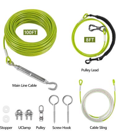 Xiaz 15.2m Dog Runner - Heavy-Duty Leash for Dogs up to 113.4kg | 50ft Bungee Cable Runner for Courtyard & Camping | Durable Antenna Dog Chain - Buy Online on GoSupps.com