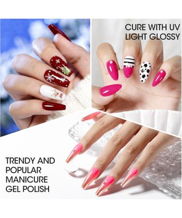 Gellen Red Gel Nail Polish Set 6 Colors 10 ML Pink Burgundy Glossy Shimmer Glitter Gel Polish Kit UV Soak Off UV Gel X Nail Art Manicure Salon DIY at Home Christmas Nails Gift Pink Red Carnival - Buy Online on GoSupps.com