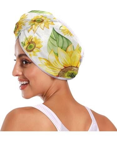 Buy Super Absorbent Sunflower Hair Towel 2 Pack | Quick Dry Hair Turbans for Women & Girls - International Shipping Available - Buy Online on GoSupps.com