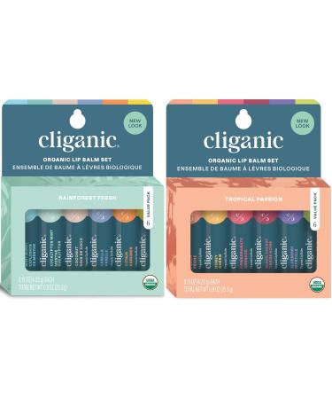 Cliganic Organic Lip Balm Set Bundle (Rainforest Fresh & Tropical Passion)