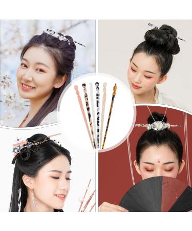 Lurrose Vintage Acetate Hairpins - Retro Tortoise Chopsticks for Women & Girls - 6 Piece Chinese Hairpin Set for Stylish Buns & Hairstyles - Buy Online on GoSupps.com