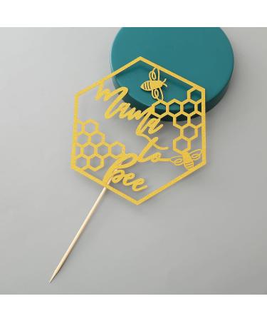 Mama To Bee Cake Topper - Gold Bee Theme Baby Shower Cake Topper Gender Reveal Party Supplies Pregnancy Announcement - Buy Online on GoSupps.com