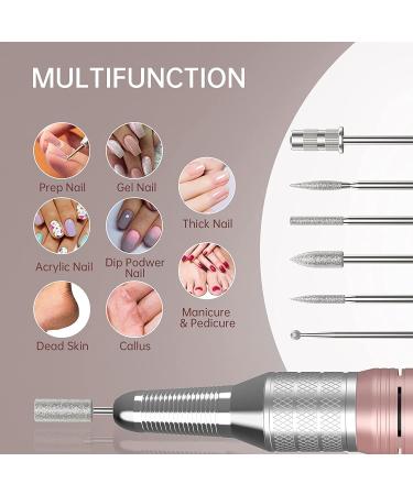 35000RPM Professional Nail Drill Machine - Kredioo Pro Electric Drill for Acrylic Nails | Rechargeable & Portable | 6 Bits & Sanding Bands | Cordless Efile for Gels | Manicure Salon - PINK - Buy Online on GoSupps.com