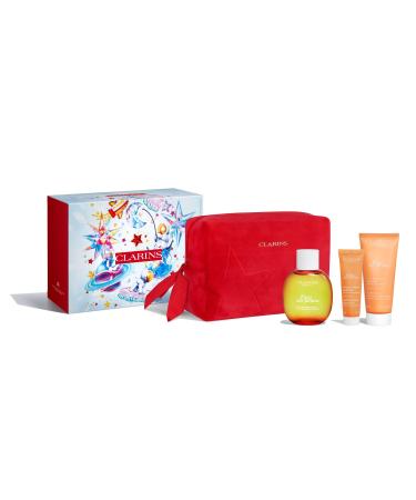 Clarins Gift Set | Eau des Jardins Essentials 230ml | Worth 64 | Eau des Jardins Treatment Fragrance 100ml Eau des Jardins Uplifting Shower Gel 30ml Eau des Jardins Uplifting Body Lotion 100ml