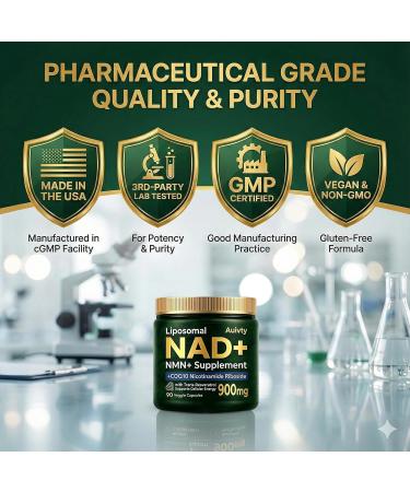 Auivty Liposomal NAD+ NMN Supplement with COQ10 Nicotinamide Riboside Trans-Resveratrol 900mg 90 Veggie Capsules - Buy Online on GoSupps.com