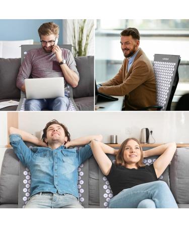 LIXADA Acupressure Set - Acupressure Mat & Pillow with Massage Balls | Neck & Head Pain Relief | Gray & White | International Shipping - Buy Online on GoSupps.com