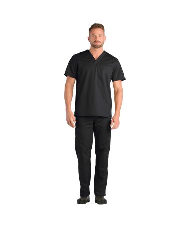 Maevn EON Active Men's One Chest Pocket V-Neck Top & Half Elastic 8-Pocket Cargo Pants Scrub Set Medium Black