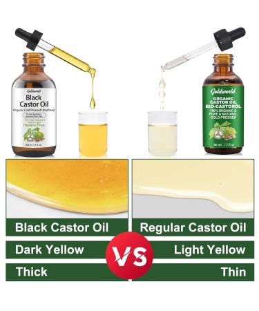 GoldWorld 100% Organic Pure Black Castor Oil - Cold Pressed Hair & Eyebrow Growth Serum | Hexane Free Unrefined Castor Oil for Skin & Body in Glass Bottle - Buy Online on GoSupps.com