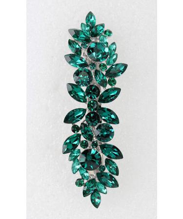 Faship Green Rhinestone Crystal Floral Hair Barrette Clip - Stunning Hair Accessory - Buy Online on GoSupps.com