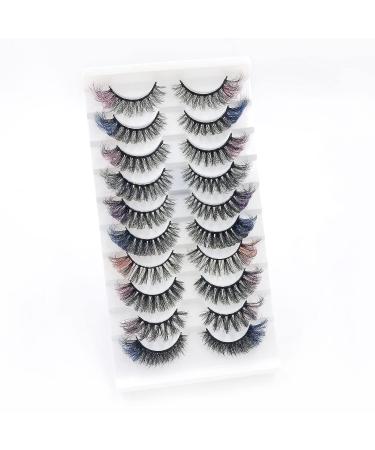 IFLOVEDEKD 10 Pairs Colored Russian Strip Lashes - 5 Colors, 8 Styles - Wispy Faux Mink - Fluffy & Long - Reusable D Curl Lash Strips - Buy Online on GoSupps.com