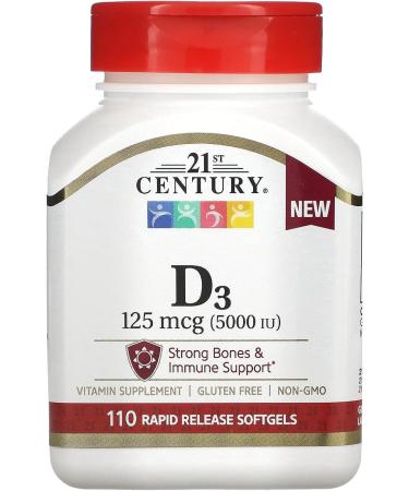 21st Century D3-5000 IU Tablets Maximum Strength Tablets - 110 ct Pack of 2