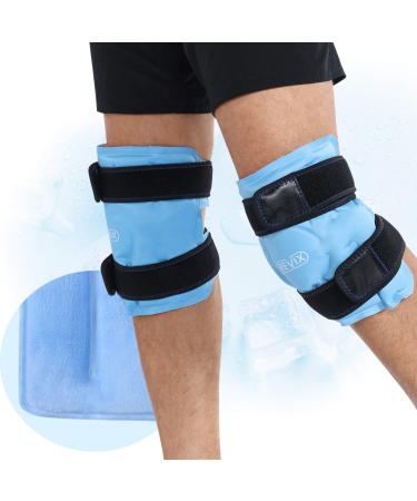 REVIX Ice Packs for Knee Injuries Reusable, Gel Ice Wraps with Cold Compression for Injury and Post-Surgery, Plush Cover and Hands-Free Application, A Set of Two Blue-pack 2
