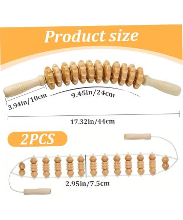 Wooden Massage Roller & Back Roll Ropes - 12 Rolls 360 Curved Muscle Relief & Anti-Cellulite Tool - Buy Online on GoSupps.com
