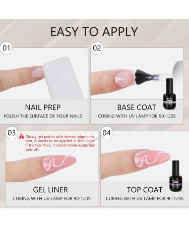 NXJ INFILILA Nail Art Gel Polish 2pcs 8ml Liner Nail Polish Set Gel Liners Black & White Classic Colors Gel Paint for Nails Art French Petal Swirl Fire Nail Design Manicure Salon Liner Blcak White - Buy Online on GoSupps.com