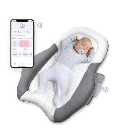 Smart Baby Monitor, ALVOD Sleep Tracking with Mat Nothing to Wear Baby Breathing Monitor, Monitors Heart Rate, Breathing Rate, Sleep Report, Alarm in APP for Baby Safety, Fits 1-6 Months Babies