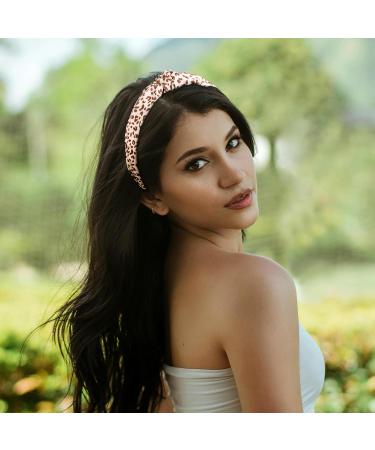BETESSIN 4pcs Leopard Print Hairband Set | Wide Headbands for Women & Girls | Stylish Knot & Heart Hair Accessories - Buy Online on GoSupps.com