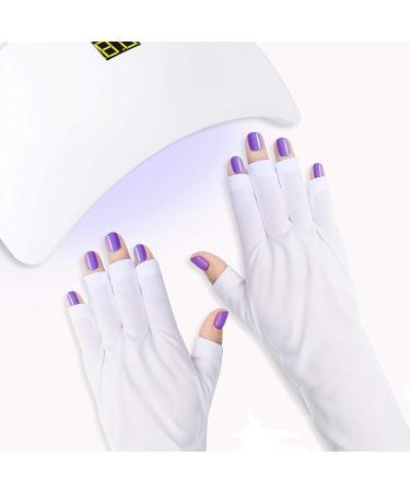 Subay 1 Pairs Anti UV Glove UV Shield Glove Gel Manicure, Professional Anti-UV Fingerless Protect Hands from UV Light Lamp Dryer, White