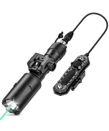 EZshoot 1000 Lumens Laser Light Combo Picatinny Flashlight for Rifle Rail Mount Green Beam Long Gun Light with Remote Switch Constant Strobe