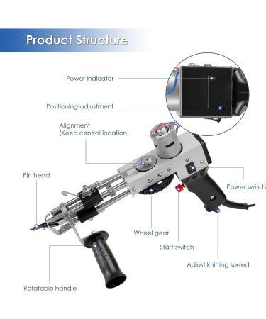 FancyBant Electric Tufting Gun for Cut Pile Rugs | Handheld Carpet Maker Machine for Weaving Various Patterns - Dark Black - Buy Online on GoSupps.com