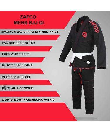 Men's Brazilian Jiu Jitsu Gi - Light Preshrunk Grappling Uniform with White Belt - Black A1L - Buy Online on GoSupps.com