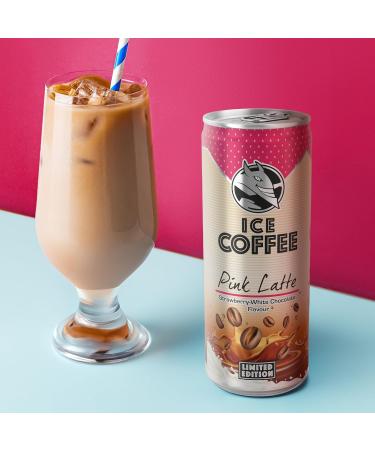 HELL Ice Coffee Pink Latte | dition limit e | Saveur fraise et chocolat blanc | Lot de 24 canettes de 250 ml | 40 mg/100 ml de caf ine | Contient des extraits de caf arabica | Pr t boire Chocolat blanc et fraise 250 ml (Lot de 24) - Buy Online on GoSupps.com