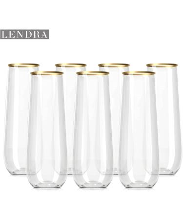 30 Plastic Stemless Champagne Flutes with Gold Rim - Disposable & Unbreakable 9 Oz Glasses | Reusable & Shatterproof for Weddings, Birthdays, Parties - 30 Count - Buy Online on GoSupps.com
