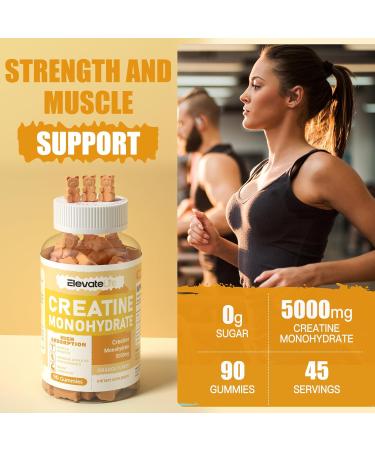 Buy Sugar Free Creatine Monohydrate Gummies 5g - Chewable Supplement for Men & Women - 90 Count Orange - Buy Online on GoSupps.com