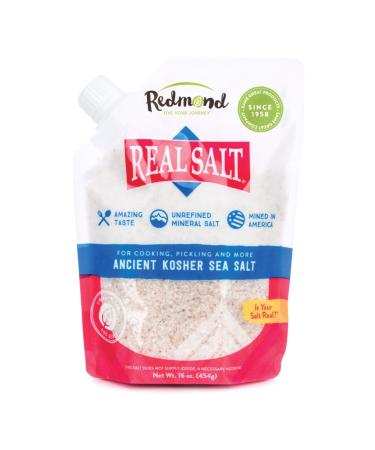 Redmond Real Sea Salt - Natural Unrefined Gluten Free Kosher, 16 Ounce Pouch (1 Pack)