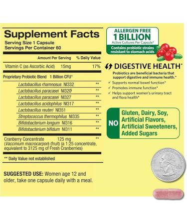 Probiotics for Women Capsules Dietary Supplement 1 Billion CFUs - Digestive Health by Spring Valley (60 Capsules - Pack of 1) VSL-Shops - Buy Online on GoSupps.com