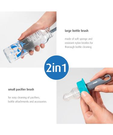 Reer 2in1 Bottle and Teat Brush | Efficient Bottle Cleaning Tool in Grey | International Shipping Available - Buy Online on GoSupps.com