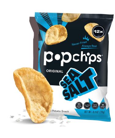 popchips Potato Chips Gluten Free Single Serve 0.8 oz Bags Sea Salt 12 Count