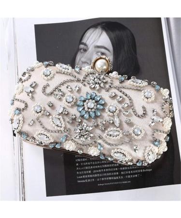 JU+ Beaded Crystal Clutch Evening Bags for Women Formal Bridal Wedding Clutches Purses Prom Cocktail Party Handbags (White) - Buy Online on GoSupps.com