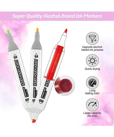 Banral 130 Colors Dual Tip Alcohol Based Markers Set - Premium Brush Markers for Artists, Kids, and Adults - Ideal for Coloring, Drawing, Sketching, and Illustration with Case - Buy Online on GoSupps.com