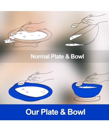 Spill Proof Scoop Plate Dish for Disabled Elderly Adults and Handicapped Gadgets from Parkinsons Blind People Dementia Stroke or Tremors(3 Set) - Buy Online on GoSupps.com