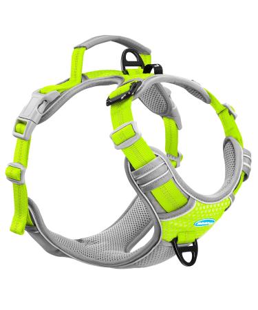 Thinkpet Anti Zug Dog harness dog harness with handle easy to control dog dishes adjustable without choking dog dishes reflective breathable upholstered (s bright green) bright green s (1 Pack)