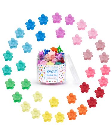 EAONE Mini Hair Clips for Girls 50Pcs Tiny Flower Claw Clips for Hair Assorted Colors Cute Hair Accessories Jaw Clip with Box Packaged for Women Hairstyle Braided Hair Decorations Matte Color