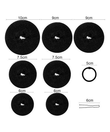 Donut Hair Bun Set - 7 Pcs (4 Sizes) with 10 Elastic Bands & 20 Clips - Perfect for Stylish Hairdos | International Shipping - Buy Online on GoSupps.com
