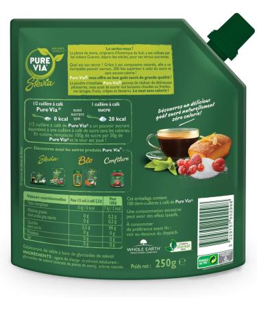 PURE VIA - Set of 2 Stevia Crystallized Powder - Zero Calorie - 250g - Buy Online on GoSupps.com