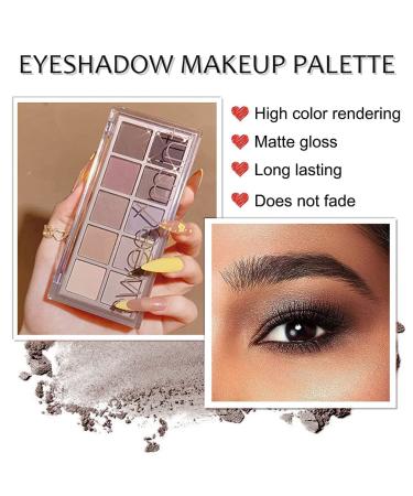 10 Colors Matte Waterproof Nude Shimmer Eyeshadow Palette - Long Lasting and High Pigmented Neutral Makeup with Brush - Buy Online on GoSupps.com