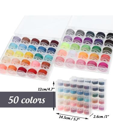 Ilauke 50Pcs Bobbins Sewing Thread with Case - 50 Colors Polyester Thread for Brother/Singer/Babylock/Janome/Elna Machines - Buy Online on GoSupps.com
