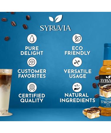 Syruvia Sugar-Free S'Mores Coffee Syrup - 25.4 fl oz Premium Coffee Flavoring Syrup - 0 Calorie- Kosher Coffee Syrups Gluten Free Perfect for Drinks Soda Shakes Desserts and More. - Buy Online on GoSupps.com