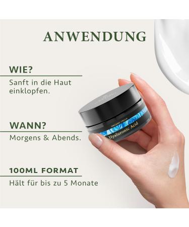 Buy Hyaluron Cream 100ml - High-Dose Hyaluronic Acid Organic Aloe Vera & Vitamin E - Vegan Moisture Face Cream for Men & Women - Buy Online on GoSupps.com