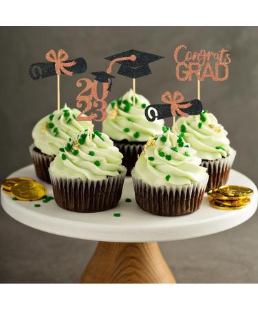 WOTEG Graduation Cupcake Toppers 2023 | Graduation Theme Cupcake Toppers - Grad Caps Food Appetizer Picks Cake Graduation Party Decorations Diploma Cupcake Picks for Cake Rose Gold - Buy Online on GoSupps.com