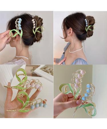 Blue Lily of the Valley Large Flower Hair Claw Clip for Women - Strong Metal Non-Slip Hair Clip for Thick and Thin Hair - Acetate Hair Accessories - Buy Online on GoSupps.com