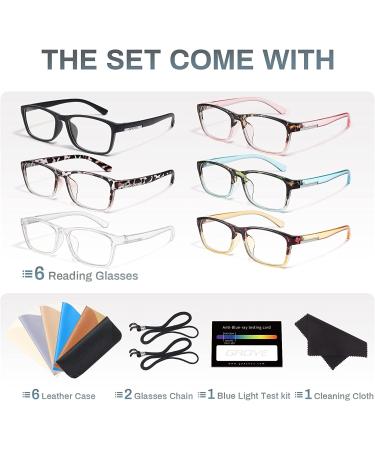 Gaoye 6 Pack Blue Light Blocking Reading Glasses for Men Women - Anti UV Glare Computer Readers with Fashion Frames (1.5x Magnification) - Buy Online on GoSupps.com