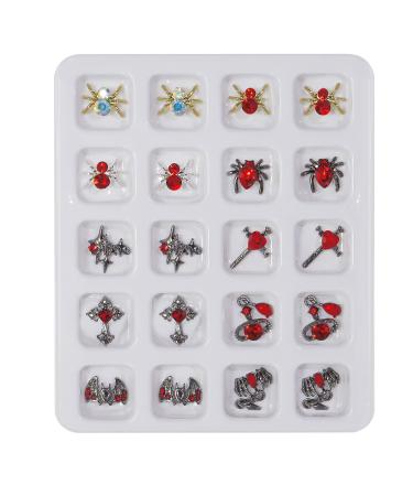 FEIlei Halloween Skull Nail Charms Nail Skeleton Charms 3D Spiders Nail Rhinestones