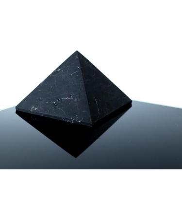 Heka Natural Unpolished Shungite Pyramid Crystal 10 cm | Black Mineral Stones for Home Decoration & Meditation | Natural Barrier & Cleaner | Fullerenes Benefits - Buy Online on GoSupps.com