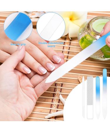 6 Pcs Crystal Glass Fingernail Files Set for Natural Nails - Manicure Pedicure Nail Files with Cuticle Pusher and Callus Remover - Buy Online on GoSupps.com