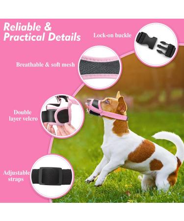 Adjustable Soft Nylon Dog Muzzle for Small to Medium Dogs - Breathable Mesh Design for Biting, Barking, Eating Prevention - Pink S - Buy Online on GoSupps.com